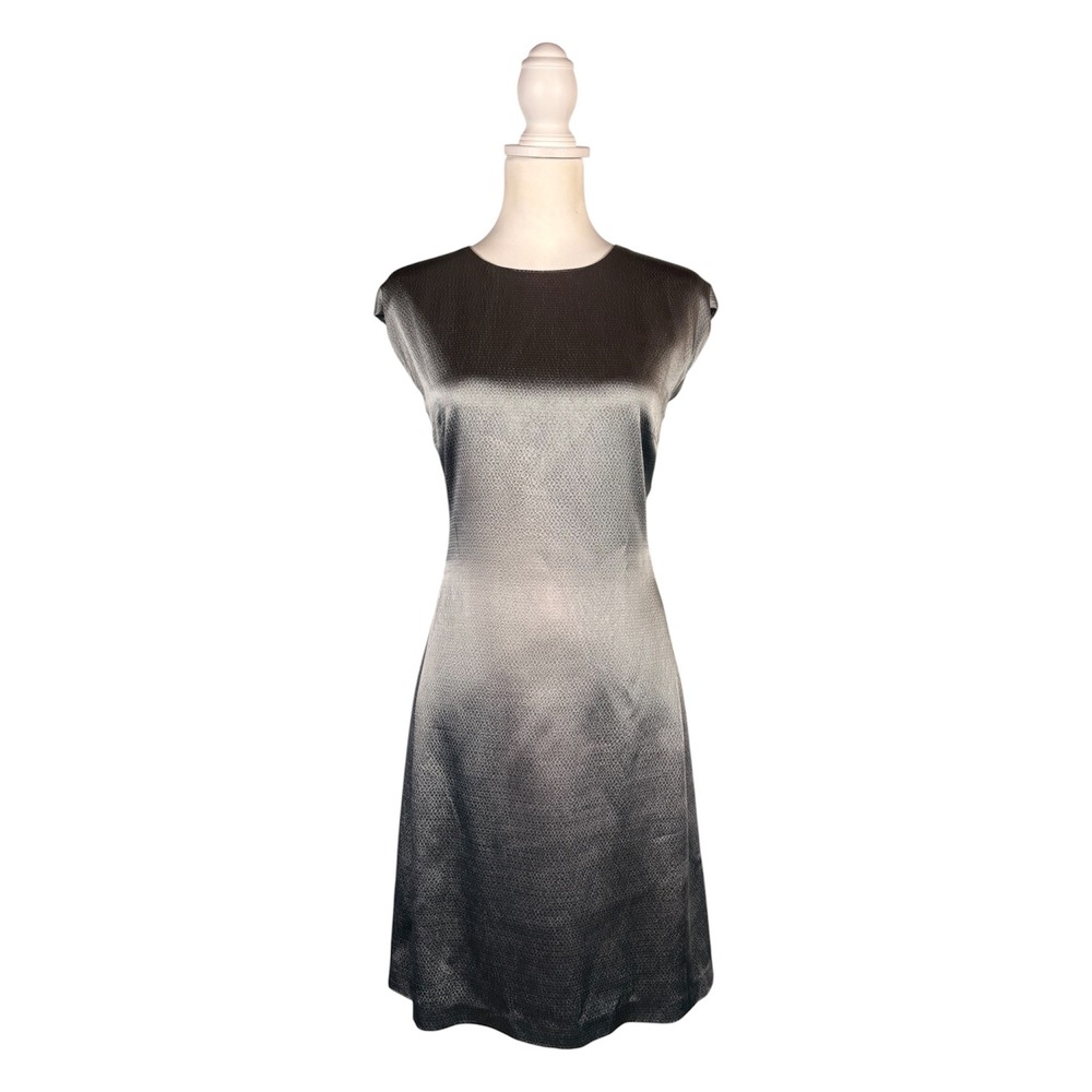Theory Hammered Satin Sheath Dress 10 Office Siren Corporate Goth Futuristic